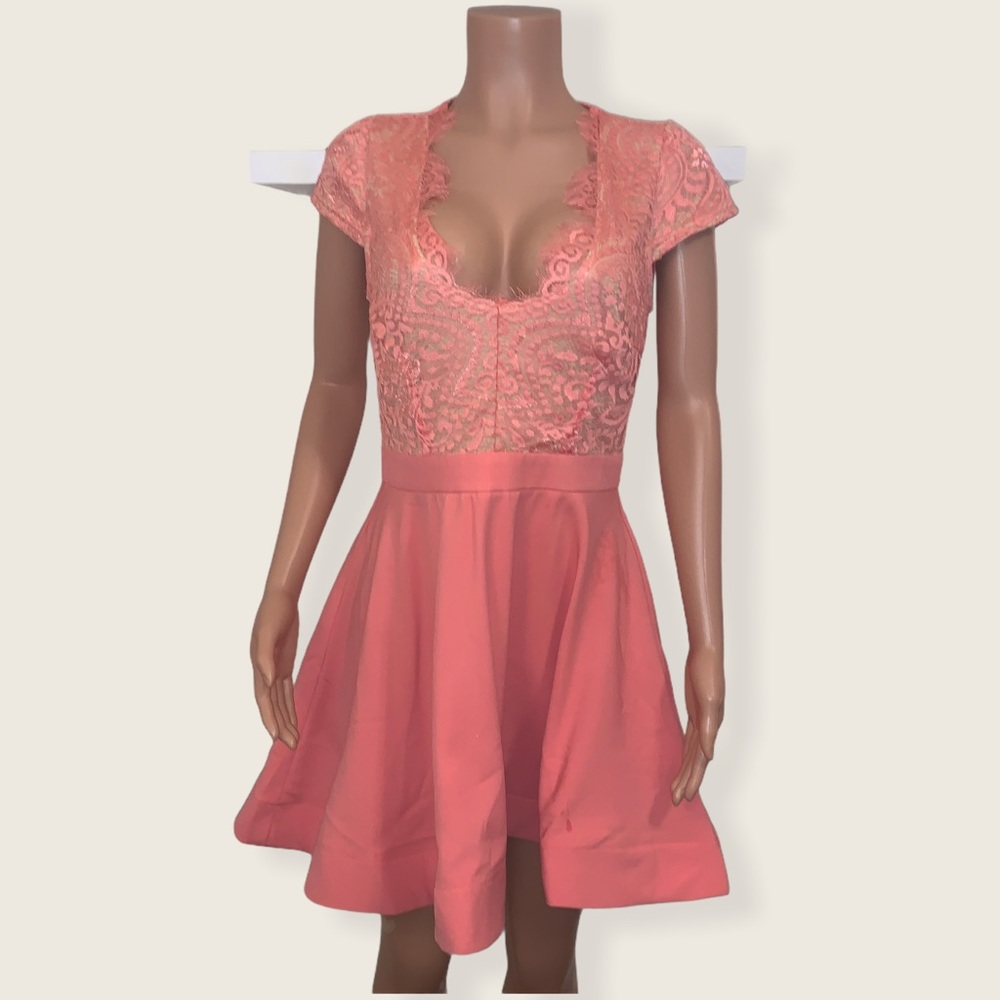 Luxxel Lace V-Neck Open Back Dress